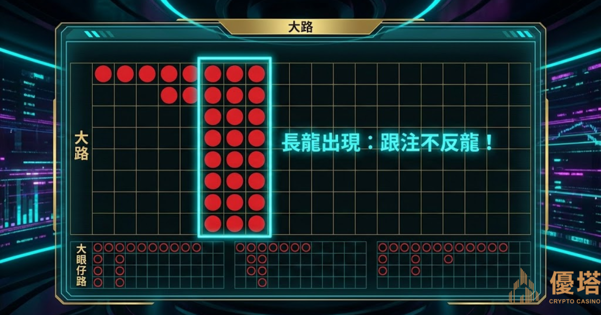 百家樂看路技巧圖解：大路長龍與下三路